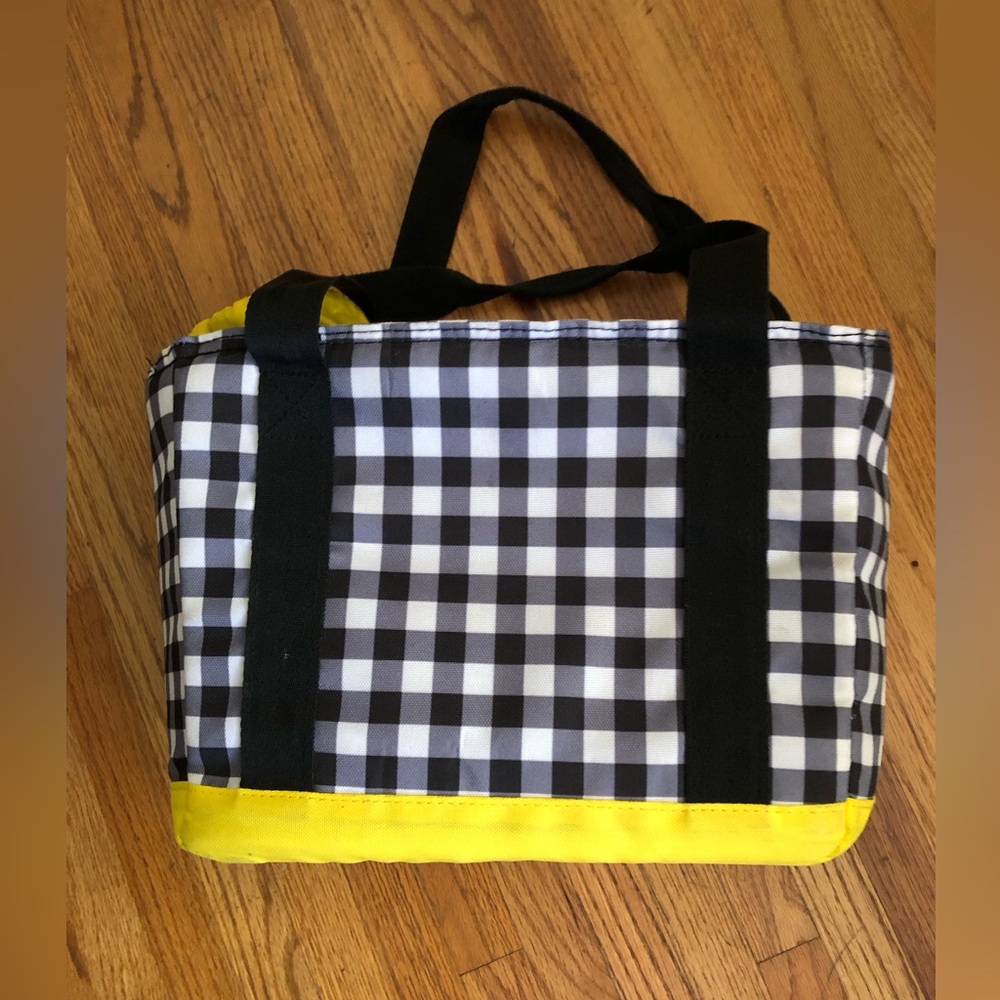 Black & White Gingham Picnic Tote with Yellow Trim - Picture 2 of 12